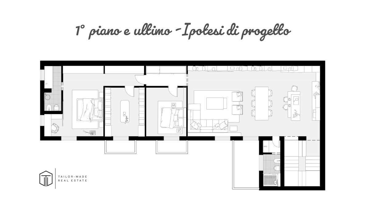 Planimetria progetto arredato, piano primo