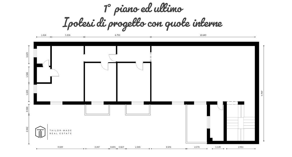 Planimetria progetto quotata, piano primo