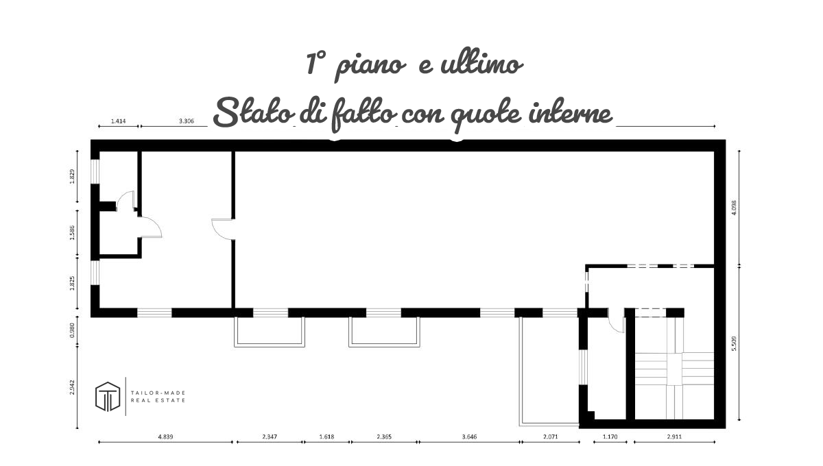 Planimetria stato di fatto quotata, piano primo